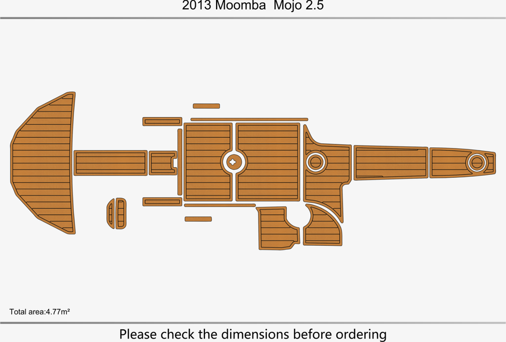 2013 Moomba Mojo 2.5 Cockpit & swim platform 1/4” 6mm EVA Foam teak floor