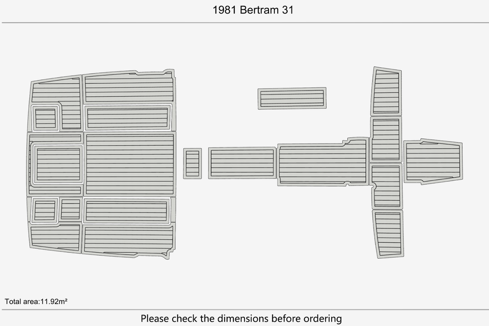 1981 Bertram 31 Cockpit 1/4" 6mm EVA Teak deck floor