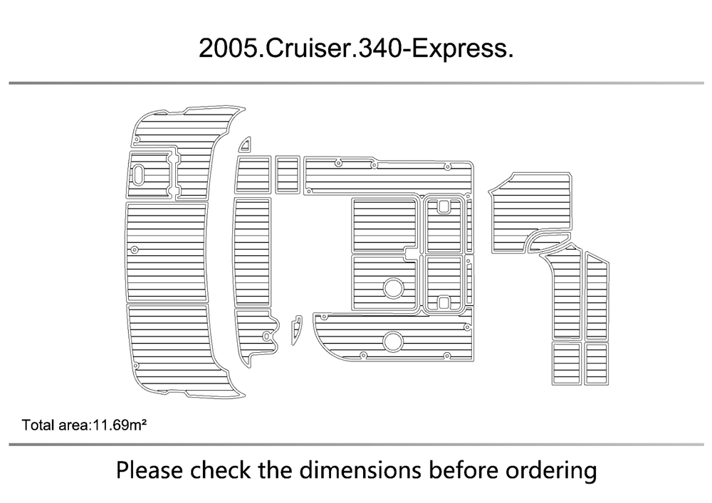 2005 Cruisers 340 Express Cockpit Swimming platform 1/4" 6mm EVA Faux teak