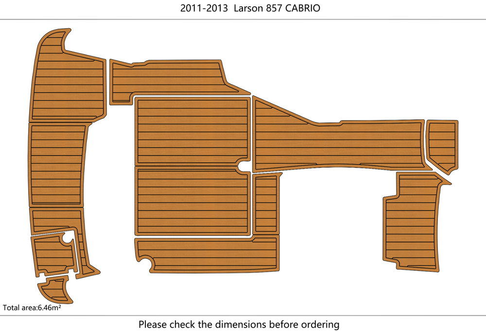2011-2013 Larson 857 CABRIO Cockpit Swim platform Pads 1/4" 6mm EVA Faux Teak