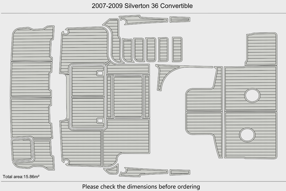 2007-2009 Silverton 36 Convertible Cockpit Swim platform 1/4"6mm EVA Foam floor