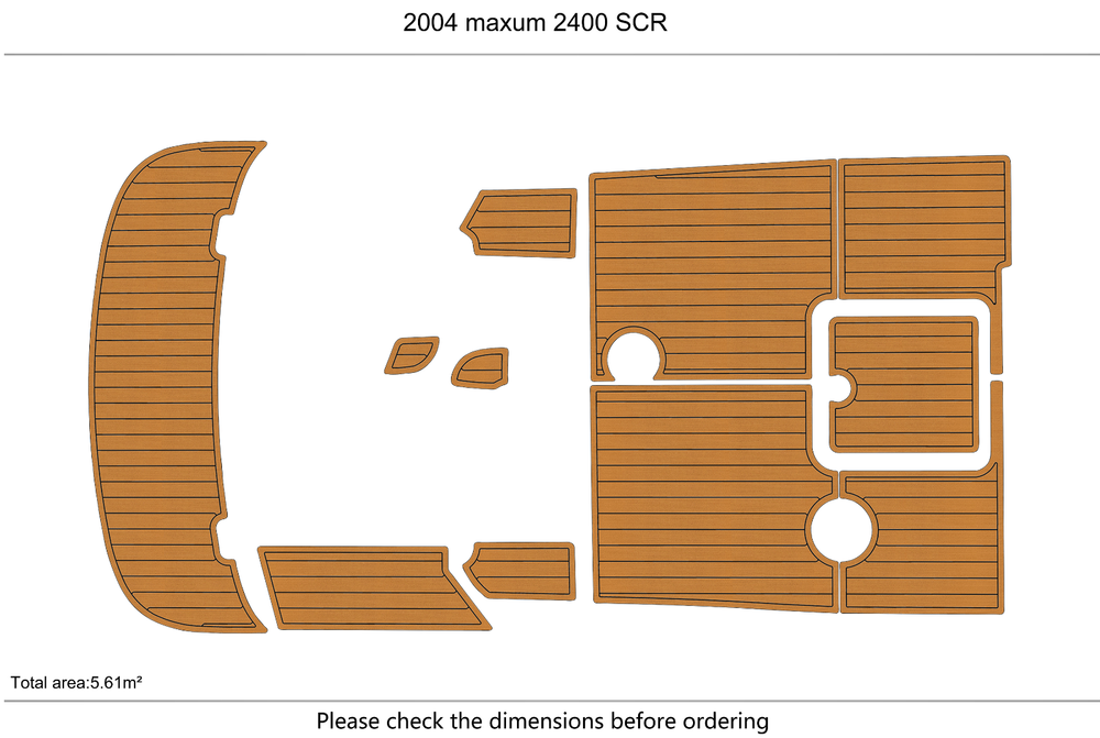 2003-2005 maxum 2400 SCR Cockpit Swim platform 1/4"6mm EVA Faux foam Teak floor