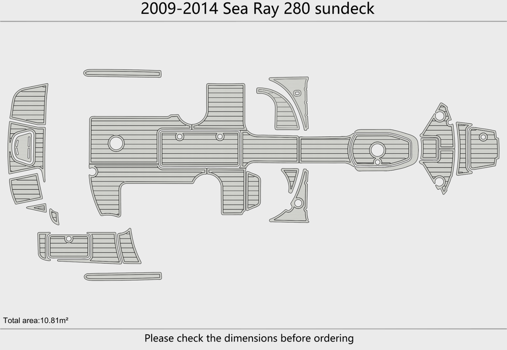 2009-2014 Sea Ray 280 sundeck Cockpit Swim platform 1/4"6mm EVA foam faux floor