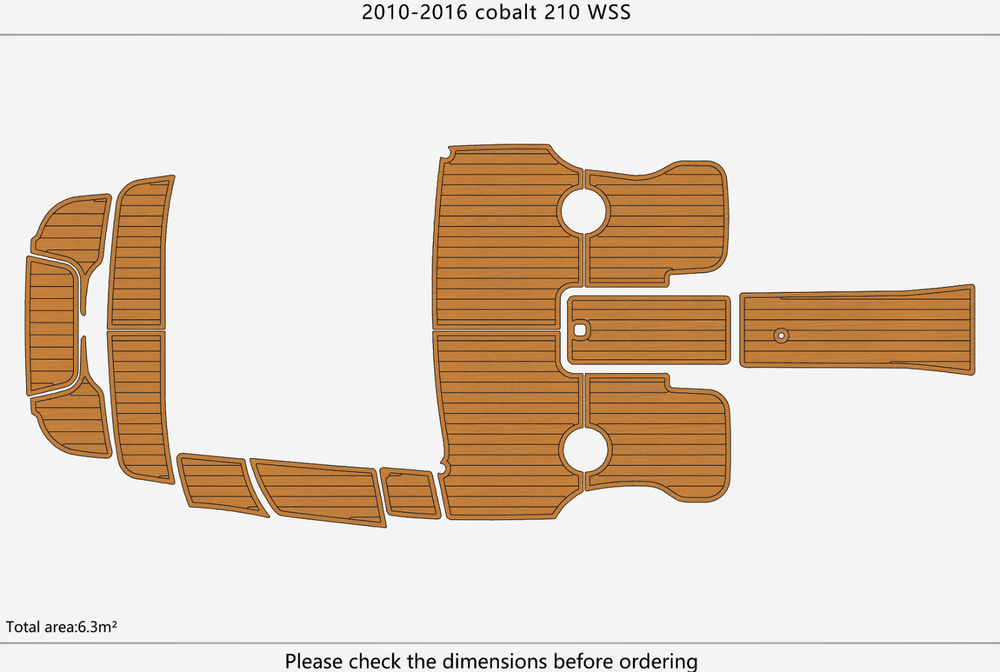 2010-2016 Cobalt 210 WSS Cockpit Swim platform bow 1/4"6mm EVA foam fuax floor