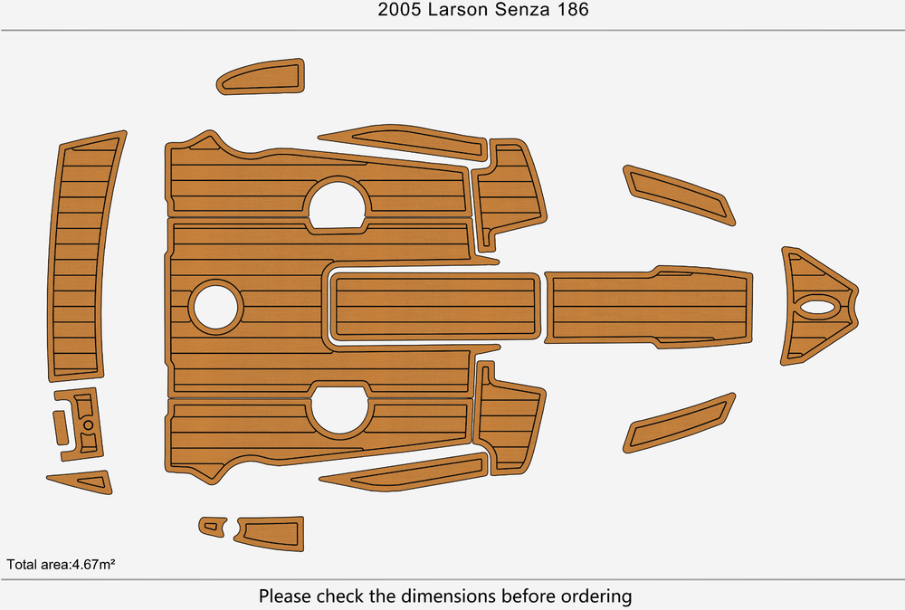 2005 Larson Senza 186 Cockpit Swim platform Pads 1/4" 6mm EVA Faux Teak