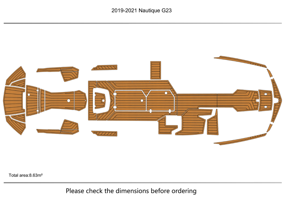 2019-2021 Nautique G23 Cockpit Swiming Platform Pads 1/4" 6mm EVA Teak Decking