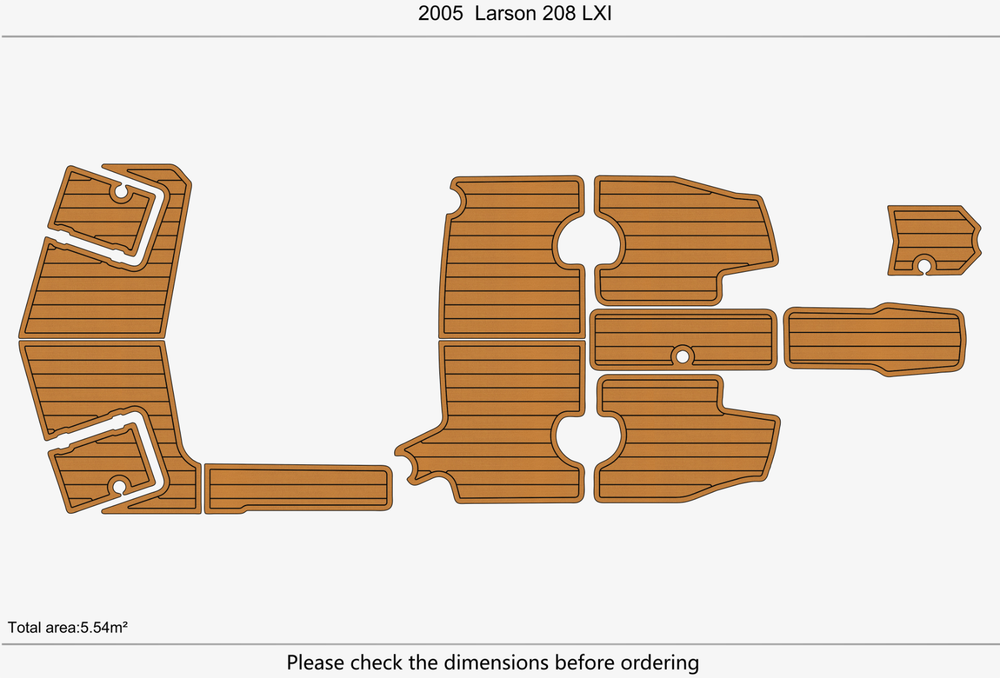 2005 Larson 208 LXI Cockpit Swim Platform Pads 1/4" 6mm EVA Teak Deck floor