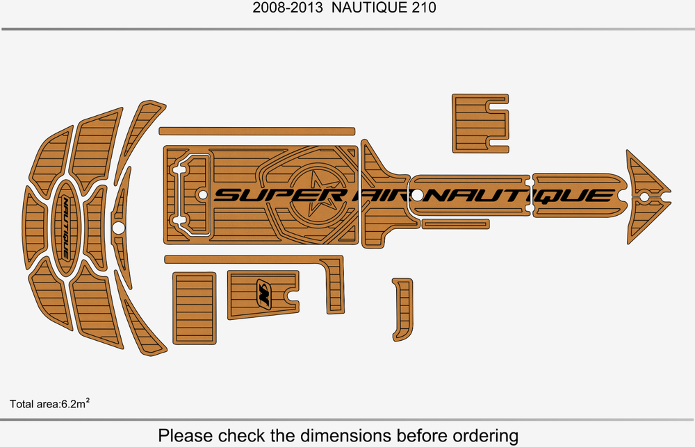 2008-2013 Nautique 210 Super Air Anti-slip Custom EVA faux teak marine flooring