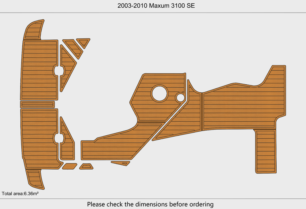 2004-2009 Maxum 3100 SE Cockpit Swim platform 1/4"6mm EVA Foam faux mat floor