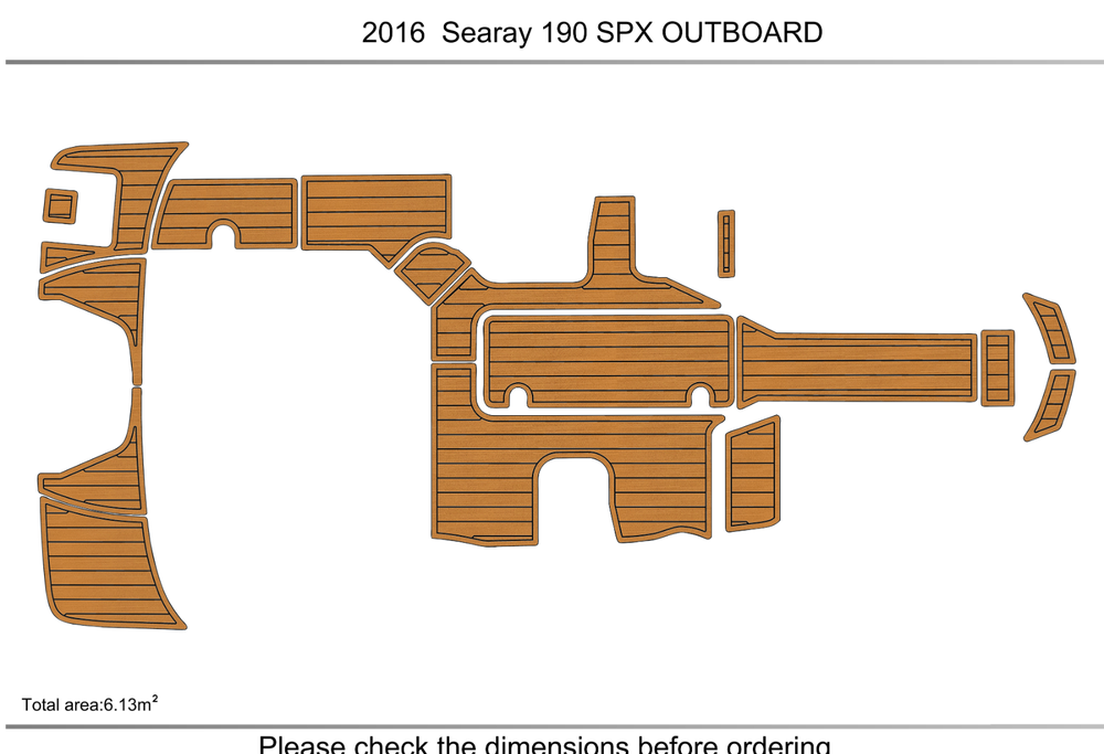 2016 Sea ray 190 SPX Outboard Cockpit Swim platform 1/4" 6mm EVA faux teak Floor