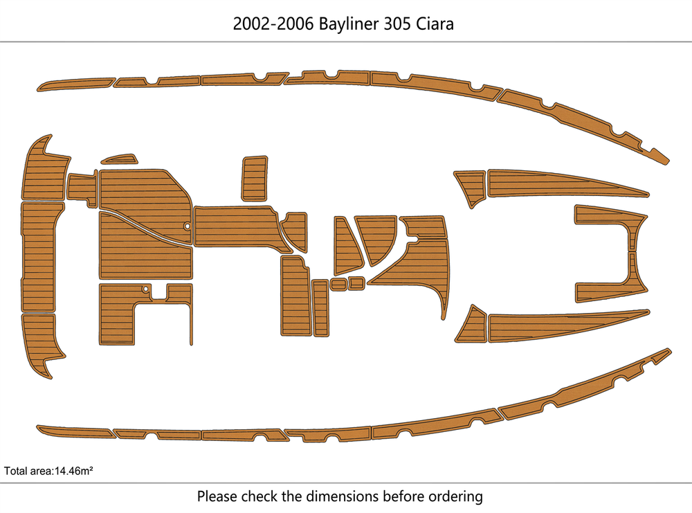 2002-2006 Bayliner 305 Ciara Cockpit Swim platform 1/4" 6mm EVA faux teak Floor