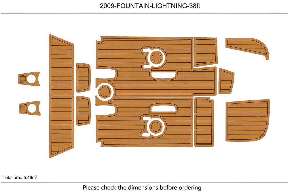 2000-2014 FOUNTAIN LIGHTNING 38 Cockpit Swim platform 1/4"6mm EVA foam floor