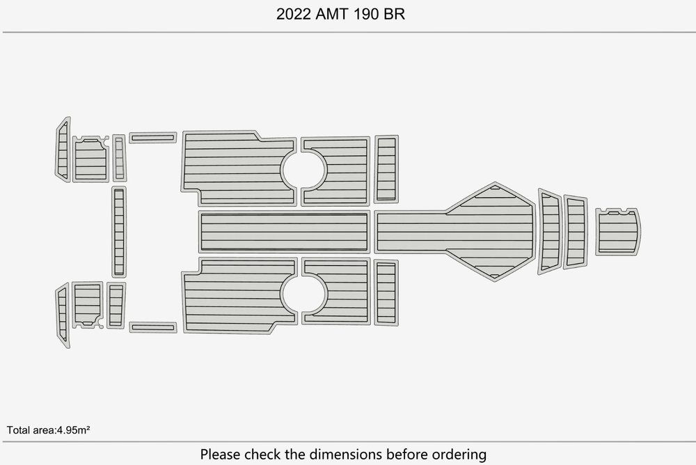 2022 AMT 190 BR Cockpit Swim platform 1/4" 6mm EVA Teak deck floor