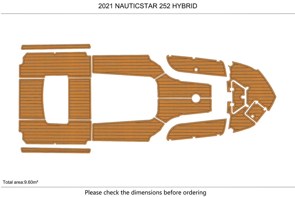 2021 Nauticstar 252 Hybrid Cockpit swimming platform 6mm faux teak floor mat