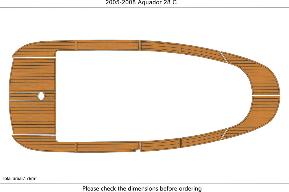 2005-2008 Aquador 28 C Cockpit 1/4" 6mm EVA Teak deck floor