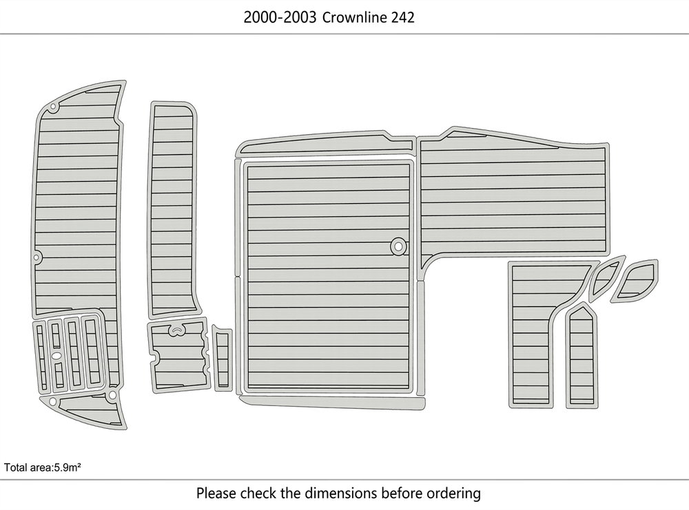 2000-2003 Crownline 242 CR Cockpit Swim platform 1/4"6mm EVA foam faux floor