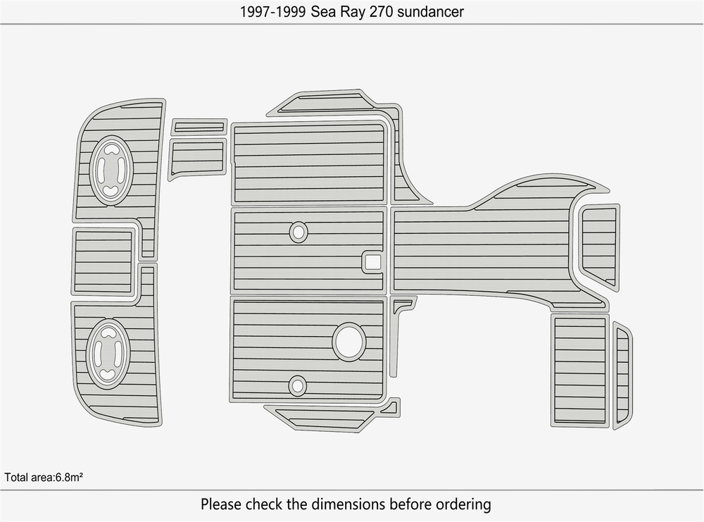 1997-1999 Sea Ray 270 sundancer Cockpit Swim platform 1/4"6mm EVA foam Mat floor