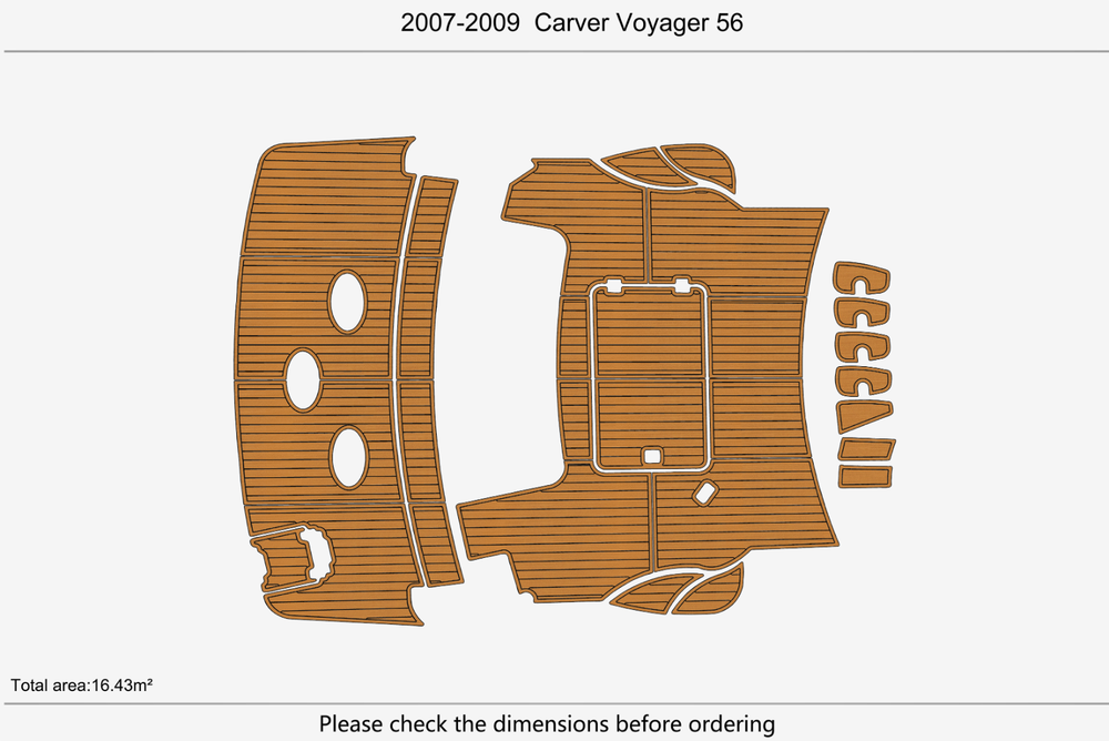 2007-2009 Carver 56 Voyager Anti-slip mat Custom EVA teak marine deck flooring