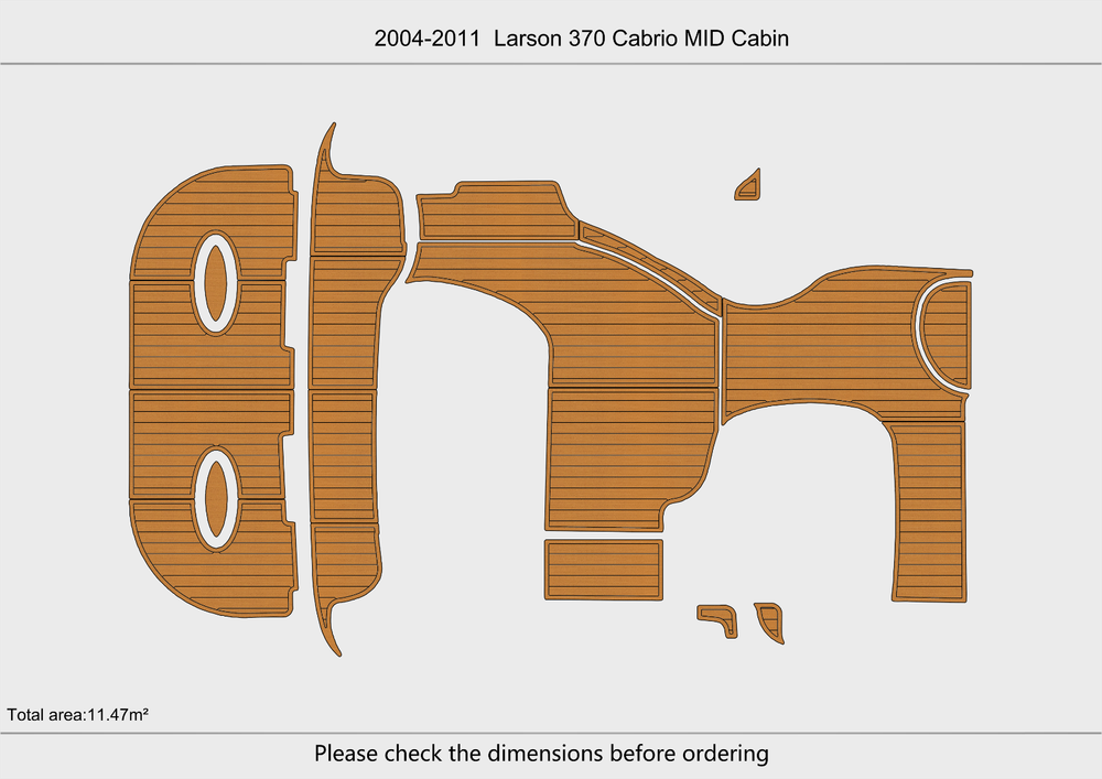 2004-2011 Larson 370 Cabrio MID Cockpit Swim platform 1/4"6mm EVA foam floor