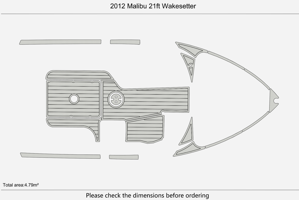 2012 Malibu 21ft Wakesetter Deck Anti-slip mat Custom EVA faux marine flooring