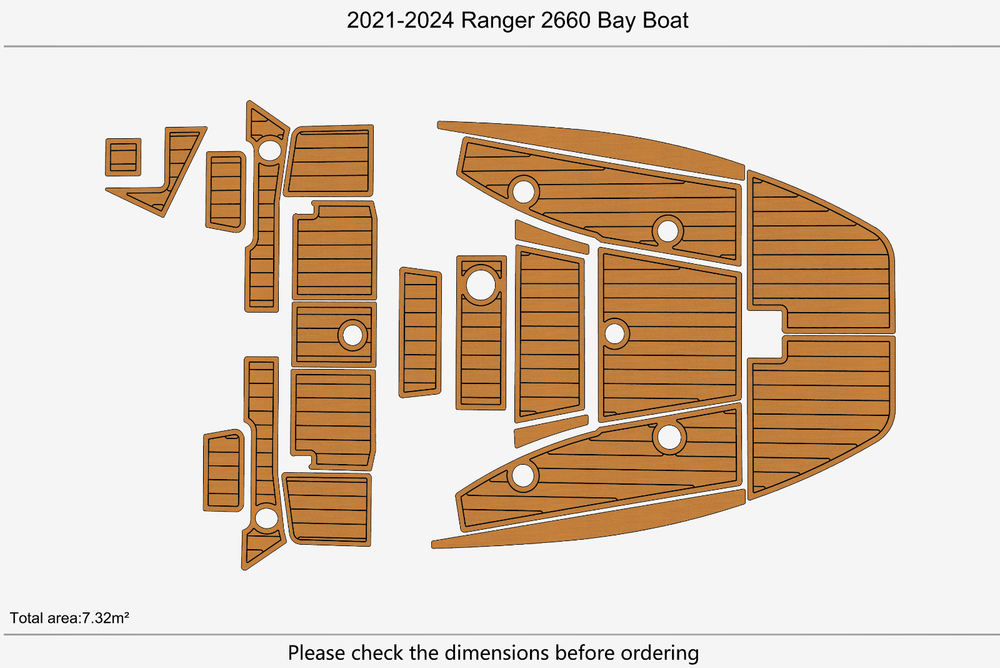 2021-2024 Ranger 2660 Bay Boat Marine teak deck EVA Foam Boat flooring