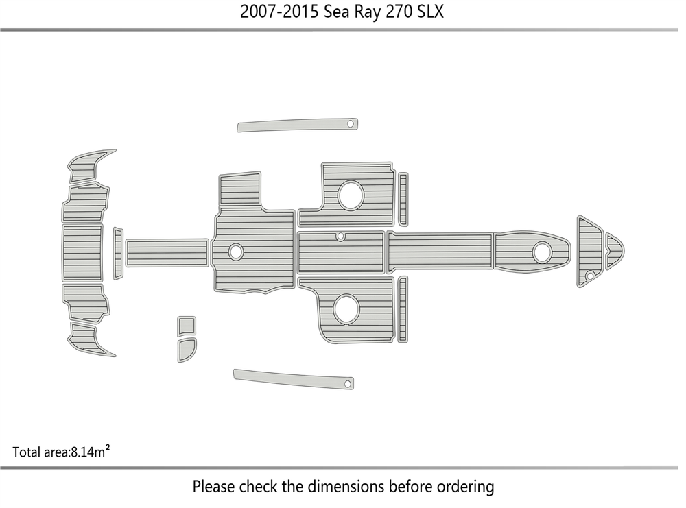 2007-2015 sea ray 270 SLX Cockpit Swim platform BOW 1/4"6mm EVA foam mat floor