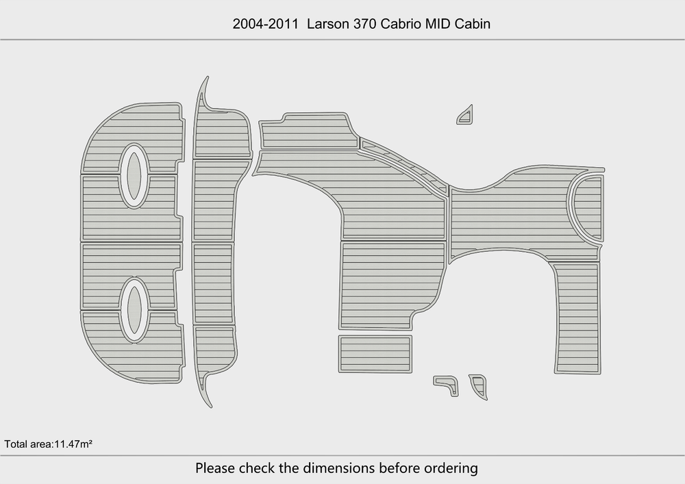 2004-2011 Larson 370 Cabrio MID Cockpit Swim platform 1/4"6mm EVA foam floor