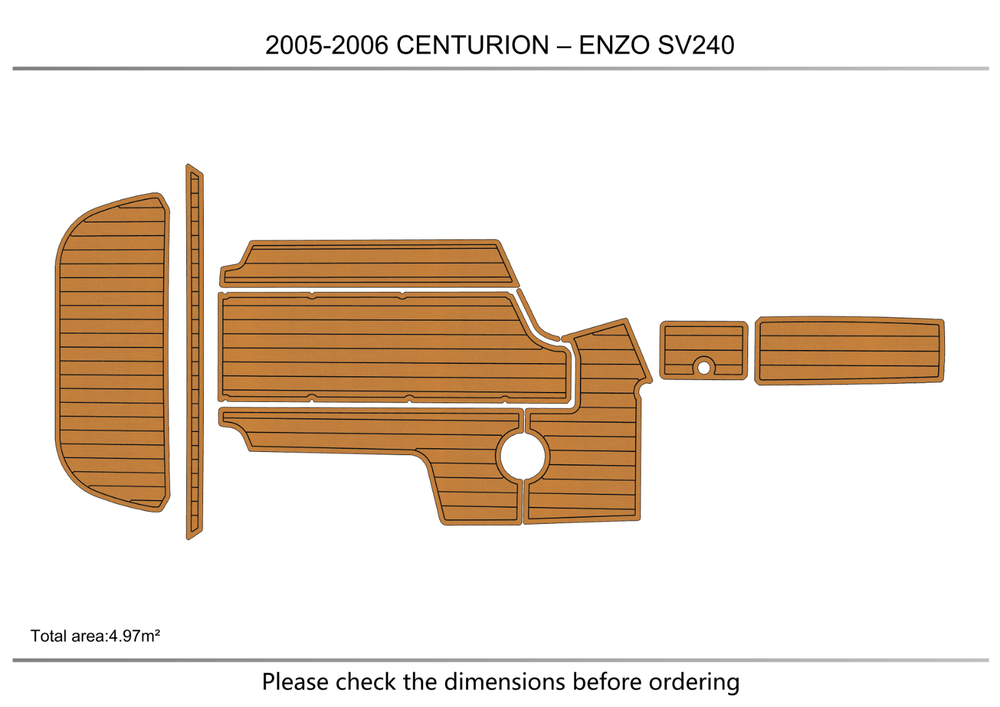 2005-2006 CENTURION ENZO SV240 Cockpit Swim platform 1/4"6mm EVA foam faux floor
