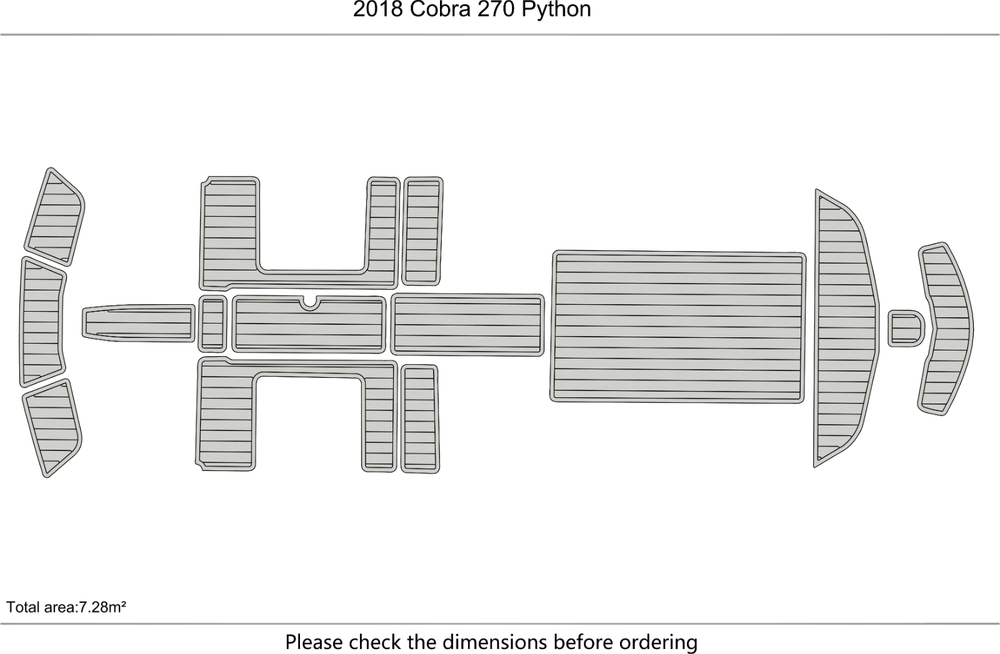 2018 Cobra 270 Pyth Cockpit Swim Platform bow 1/4" 6mm EVA Teak Deck faux floor