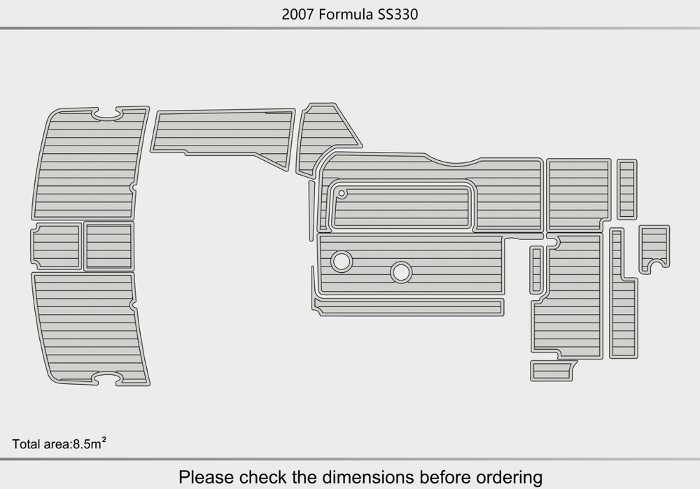 2007 Formula 330 SS Cockpit Swim platform 1/4" 6mm EVA faux faom teak mat floor