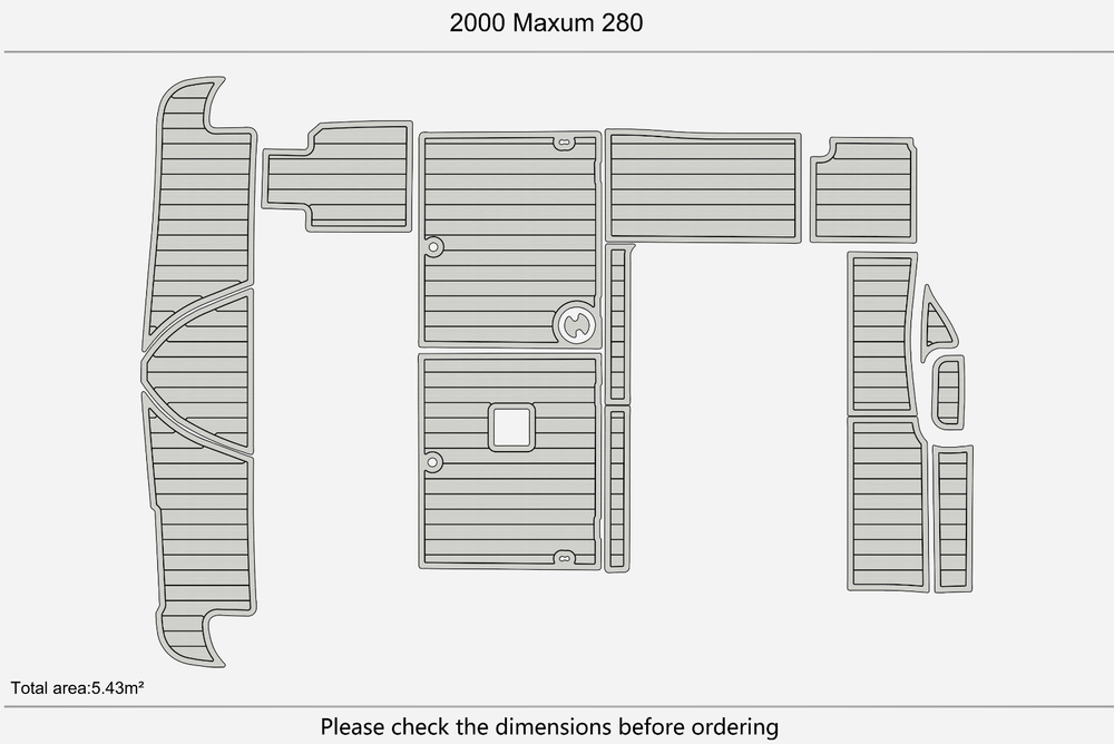 2000 Maxum 280 Anti-slip mat Custom EVA faux teak marine deck flooring