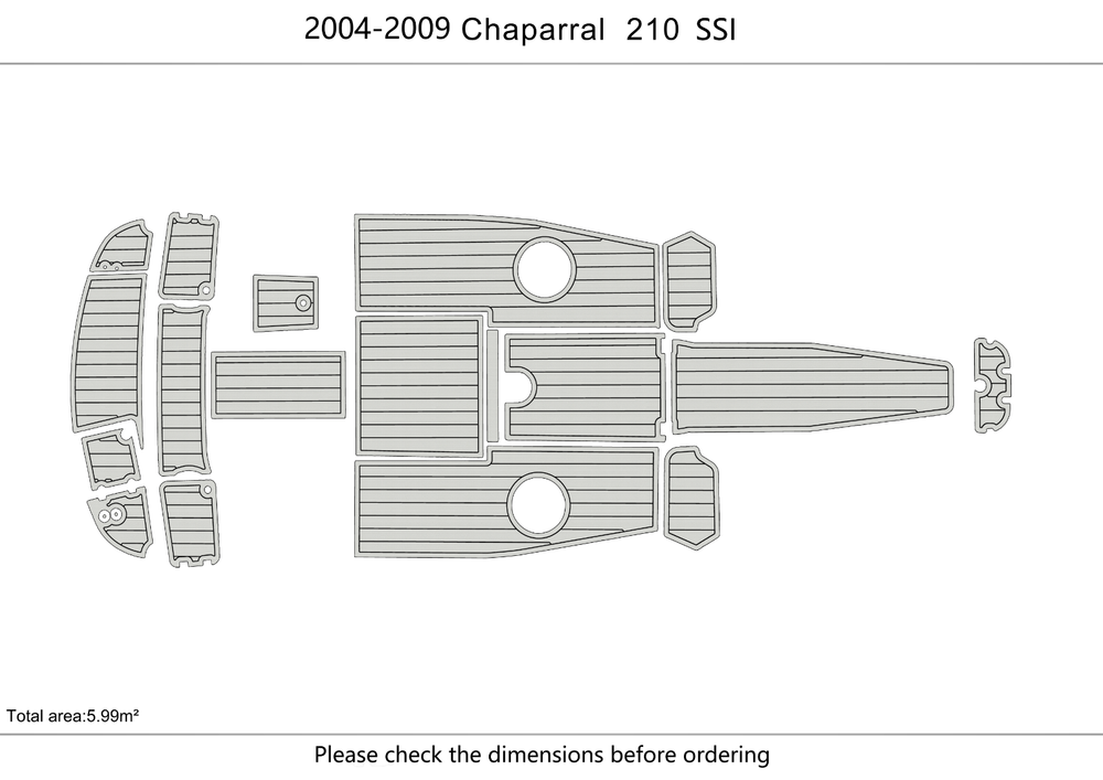 2004-2009 Chaparral 210 ssi Cockpit Swim platform bow 1/4"6mm EVA foam floor