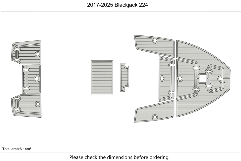 2017-2025 Blackjack 224 Cockpit Swim Platform 1/4" 6mm EVA Teak deck floor