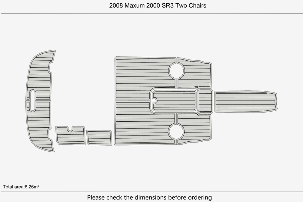 2008 Maxum 2000 SR3 Two Chair Cruisers Cockpit 1/4” 6mm EVA Foam FAUX teak floor