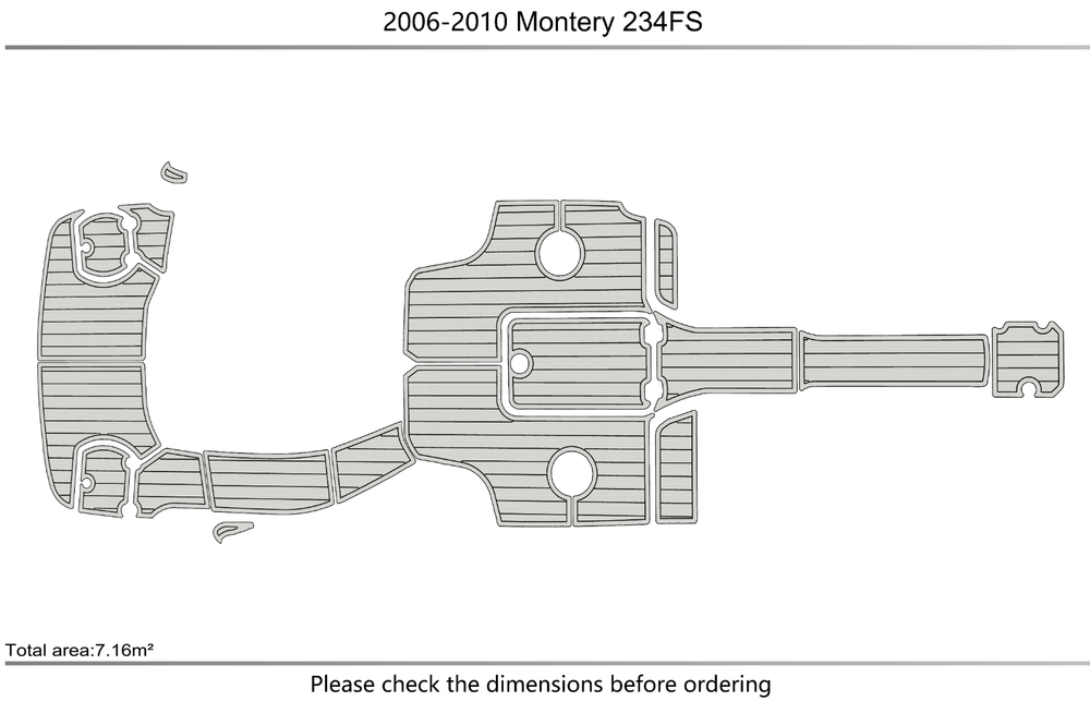 2006-2010 Montery 234 FS Cockpit Swim platform bow 1/4"6mm EVA Foam faux floor