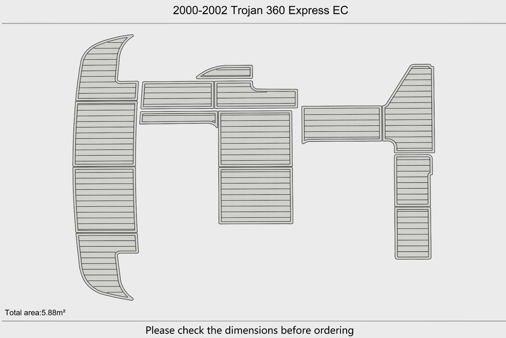 2000-2002 Trojan 360 Express EC Cockpit Swim platform 1/4"6mm EVA Foam mat floor