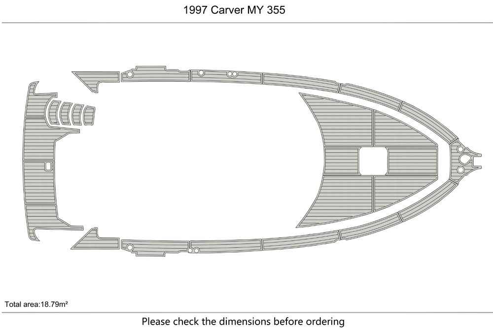 1997 Carver MY 355 Swim Platform upper deck bow 1/4" 6mm EVA Foam teak floor
