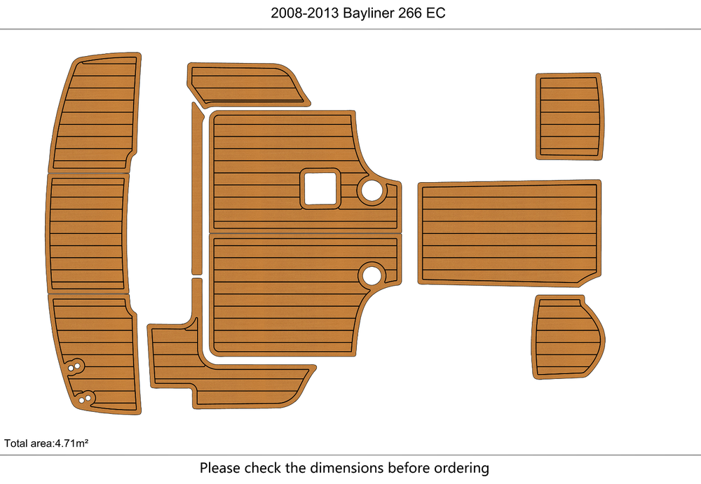 2008-2013 Bayliner 266 EC Cockpit Swim platform 1/4" 6mm EVA foam floor