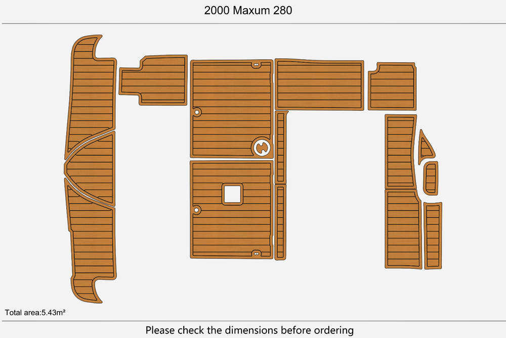 2000 Maxum 280 Anti-slip mat Custom EVA faux teak marine deck flooring