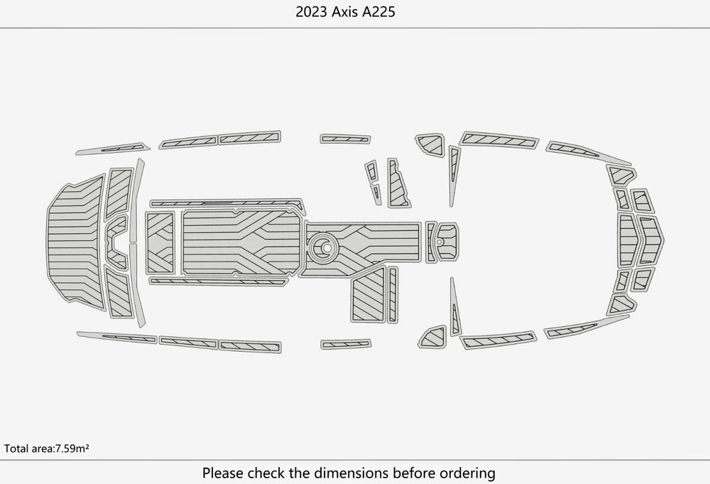 2023 Axis A225 Cockpit Swim Platform Bow 1/4" 6mm EVA Foam Faux teak floor