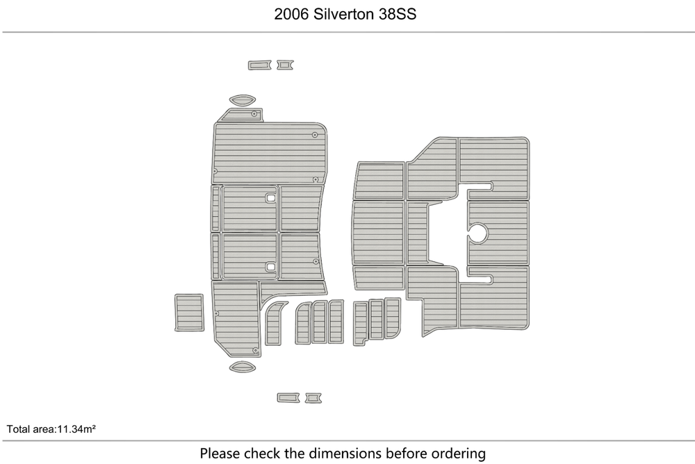 2006 Silverton 38SS Cockpit swim platform 1/4” 6mm EVA Foam TEAK FLOOR