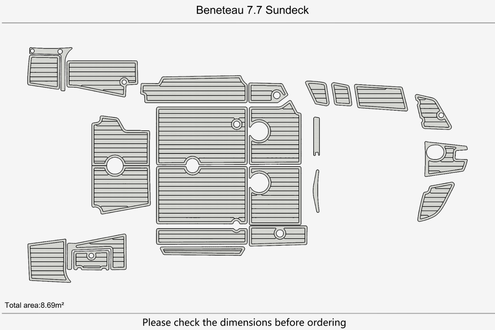 Beneteau 7.7 Sundeck Anti-slip mat Custom EVA teak marine deck flooring