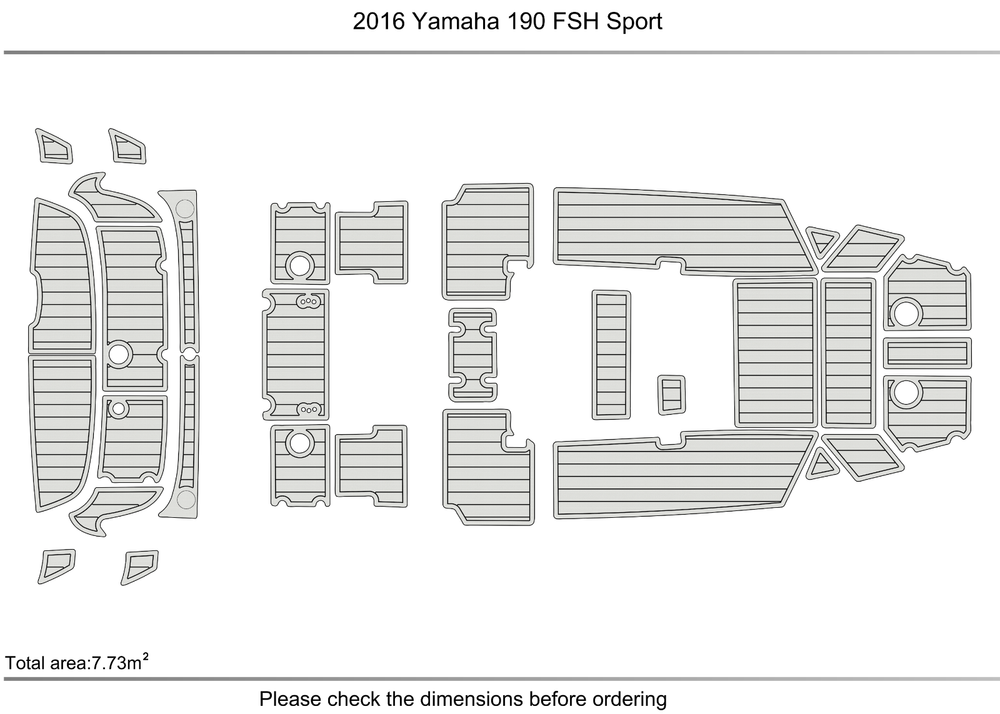 2016 Yamaha 190 FSH Sport Cockpit Swim platform 1/4" 6mm EVA Teak deck floor