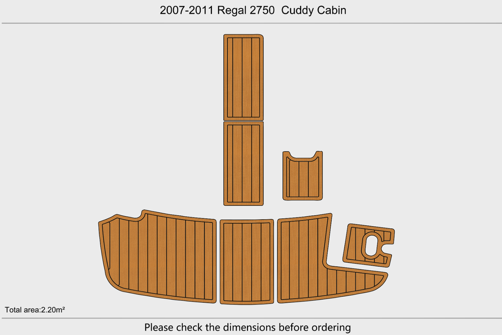 2007-2011 Regal 2750 Cuddy Cabin Swim platform 1/4" 6mm EVA faux teak mat floor