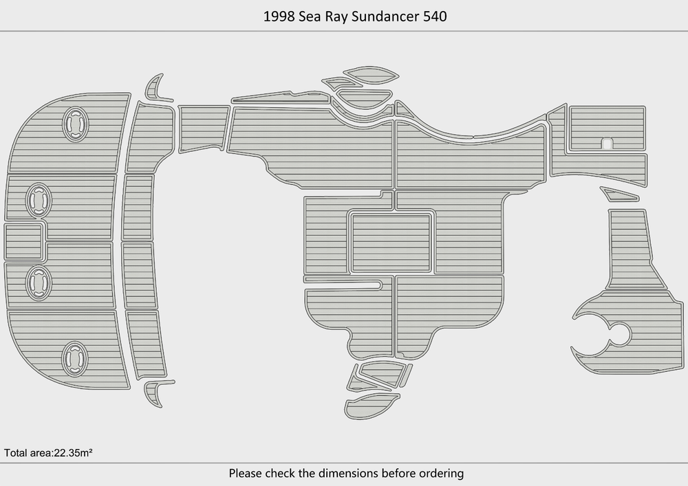 1998 Sea Ray 540 Sundancer Cockpit FAUX TEAK MAT 1/4" 6mm EVA Teak Decking
