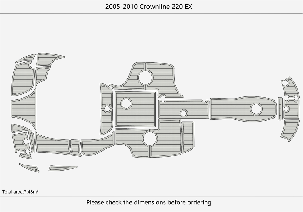 2005-2010 Crownline 220 EX Cockpit Swim platform Bow 1/4"6mm EVA foam faux floor