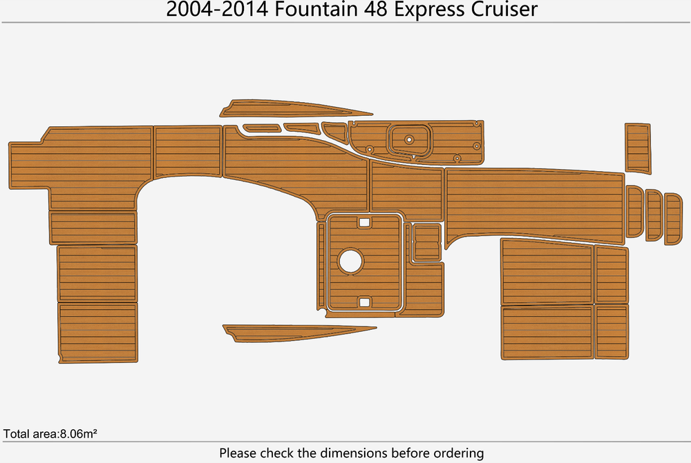 2004-2014 Fountain 48EC Cockpit 1/4"6mm EVA foam faux mat marine floor