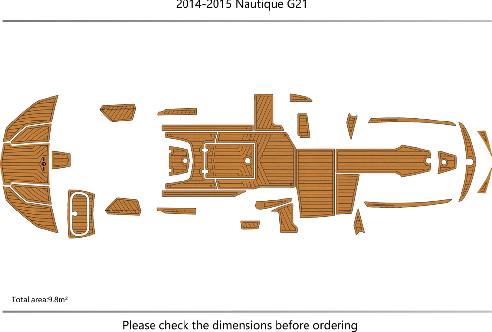 2014-2015 Nautique G21 Cockpit Swiming Platform Pads 1/4" 6mm EVA Teak Decking