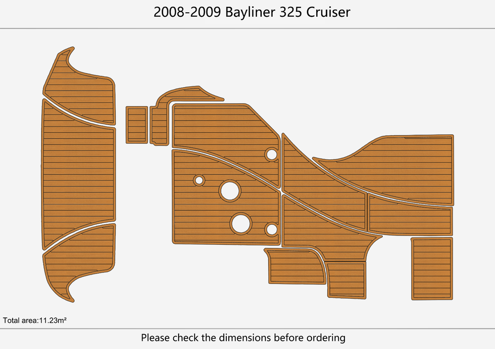 2008-2009 Bayliner 325 Cruiser Cockpit Swim platform 1/4" 6mm EVA faux mat Floor