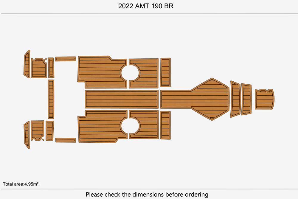 2022 AMT 190 BR Cockpit Swim platform 1/4" 6mm EVA Teak deck floor